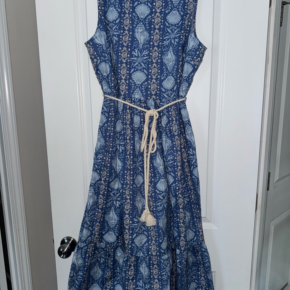 J Crew Sleeveless Seashell Dress with Rope Belt size 12